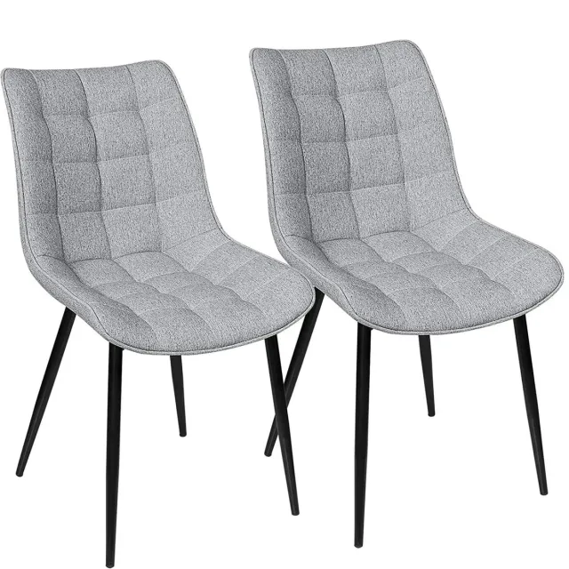 Klarven Eetkamerstoelen Set Van 4 Kunstleer Linnen lichtgrijs - Eetkamerstoelen Set Van 6 - Eetkamerstoelen Set Van 2 - Dining Chairs - Ergonomische Rugleuning - Stabiel Metalen Frame - Zit