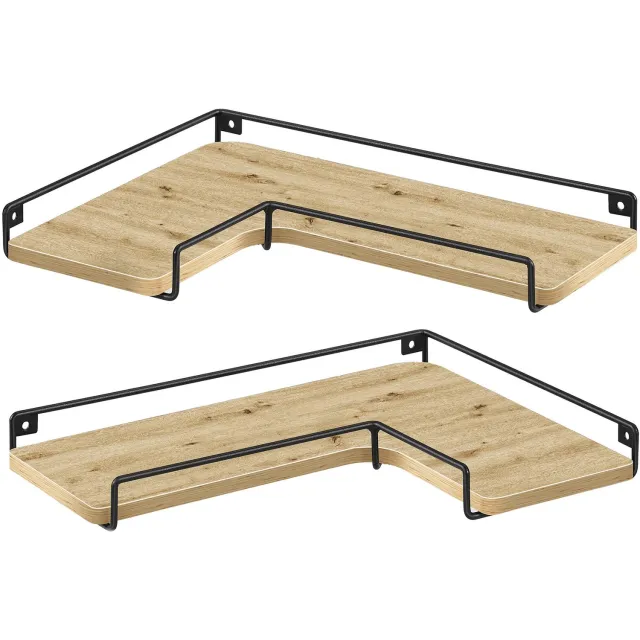 LEOBERT LLS831B88 Planken - Set van 2 - Artisan Eikenlook en Zwart - 40 x 29 cm