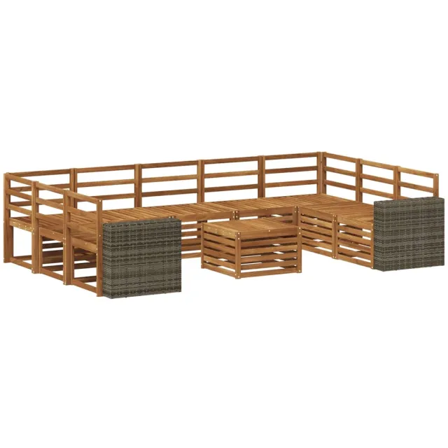 vidaXL Buiten - bank - set - 10 - st - 9-zits - Naturel - Massief - Acacia - Hout