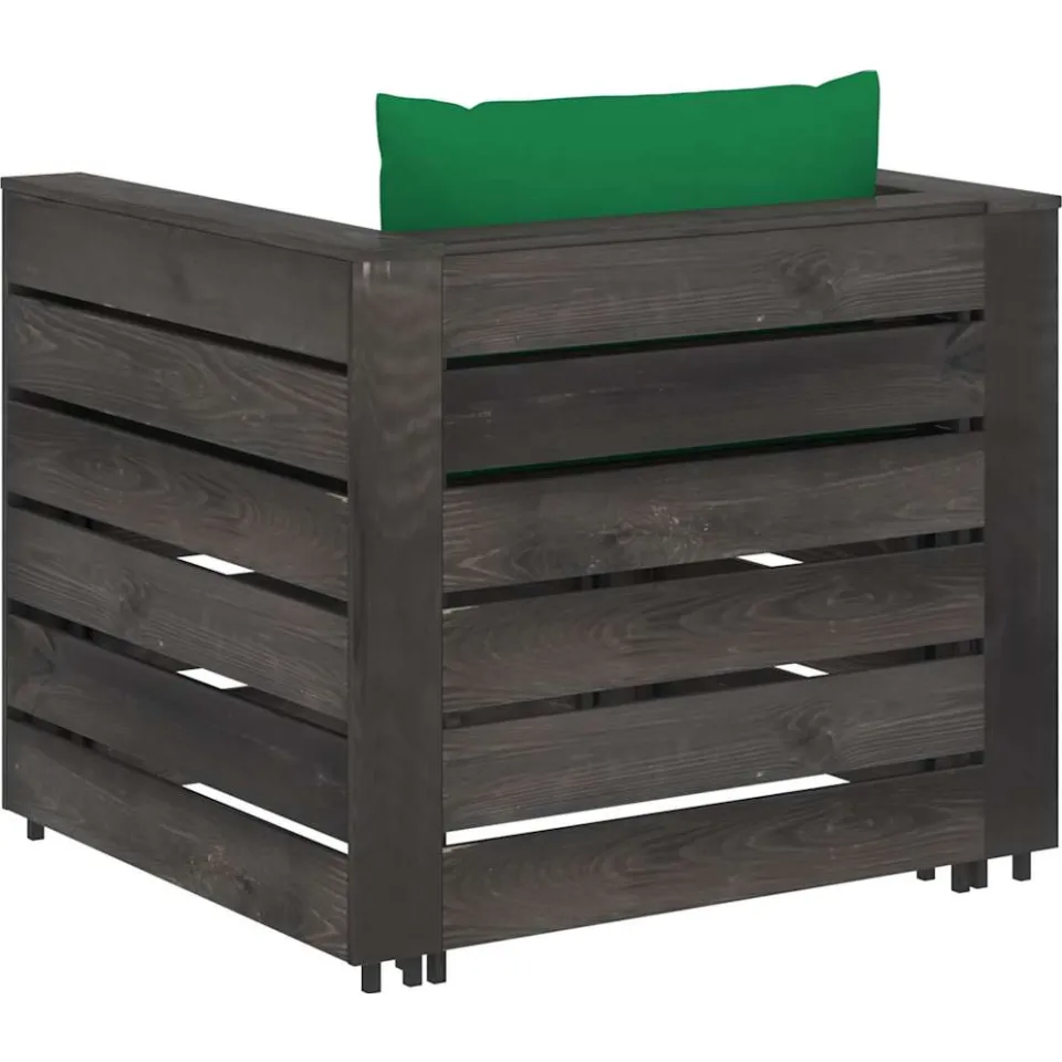 vidaXL 2-delige Loungeset met kussens grijs geïmpregneerd hout, foto 4