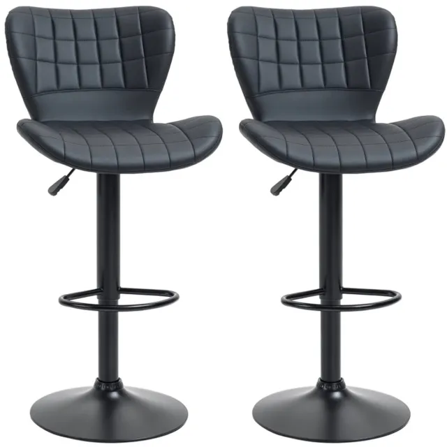 ZYLARO Barkruk - Set Van 2 - Retro Design - 47 x 51,5 x 89-109 cm - Zwart