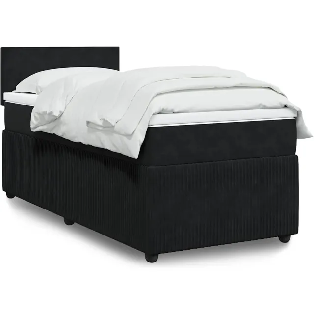 vidaXL Boxspring met matras fluweel zwart 90x200 cm