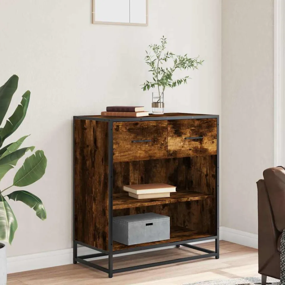 vidaXL Dressoir 68x35x76 cm bewerkt hout gerookt eikenkleurig, foto 2