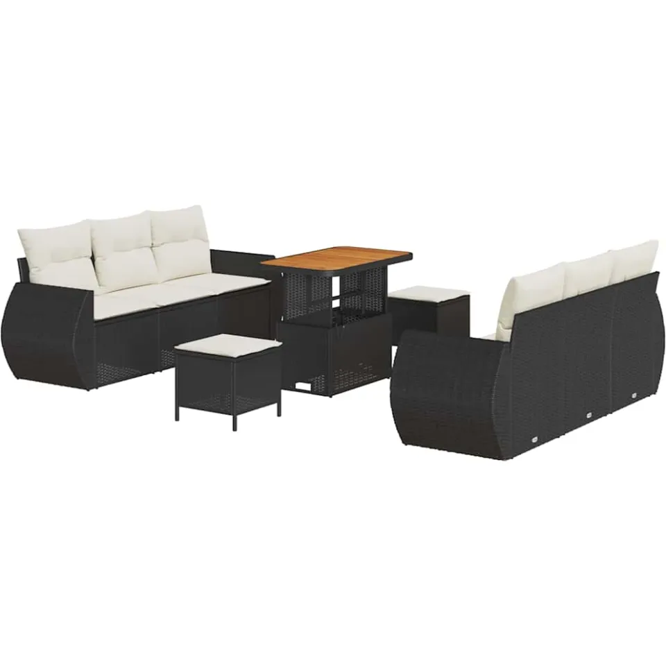 vidaXL Tuin Sofa Set 9 st Zwart poly rattan