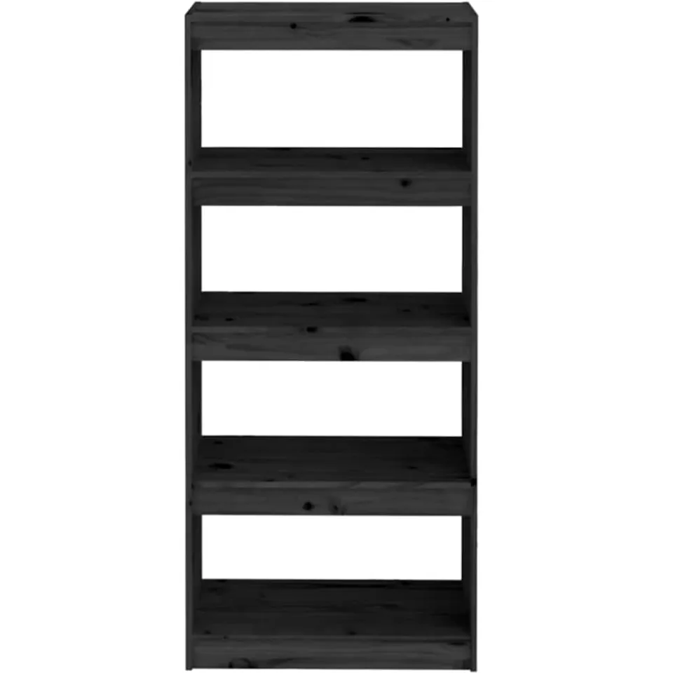 vidaXL Boekenkast/kamerscherm 60x30x135,5 cm massief grenenhout zwart, foto 4