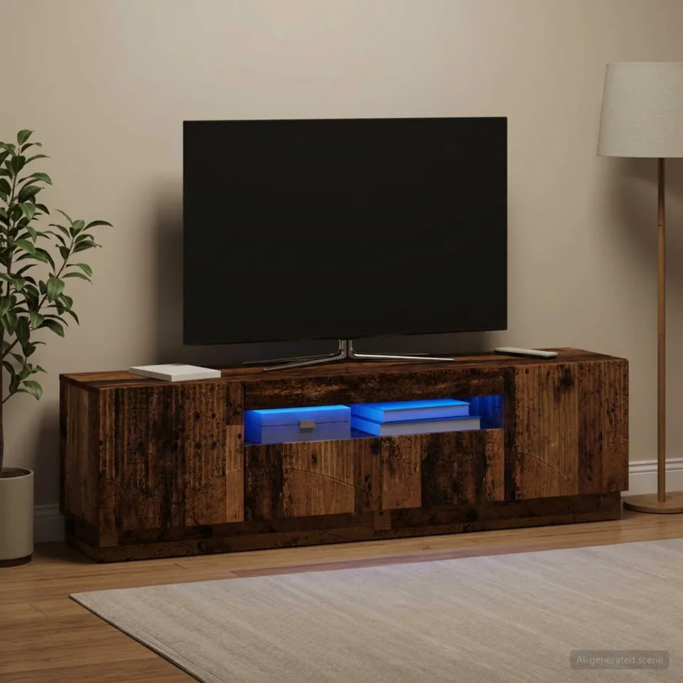 vidaXL LED tv-meubel Oud hout Bewerkt hout bruin, foto 4
