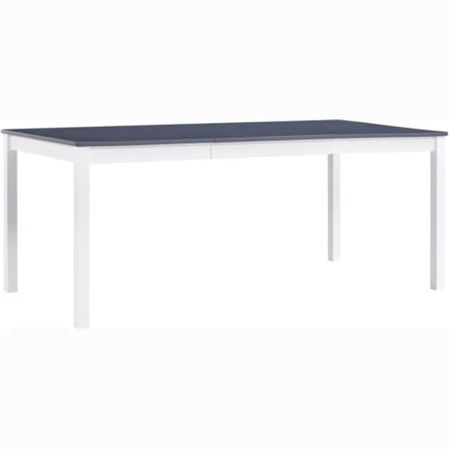 vidaXL Eettafel - 180x90x73 - cm - grenenhout - wit - en - grijs Wit en grijs