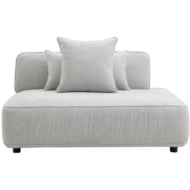 Vente-unique Chaise longue rechts in lichtgrijze chenillestof LELACO Lichtgrijs