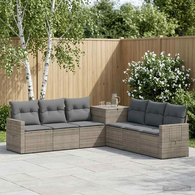 vidaXL Bankstel 7 st Grijs en Donkergrijs 234 x 234 x 85 cm