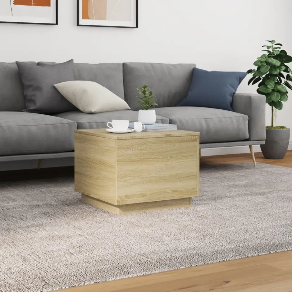 vidaXL Salontafel met LED-verlichting 50x50x40 cm sonoma eiken, foto 3