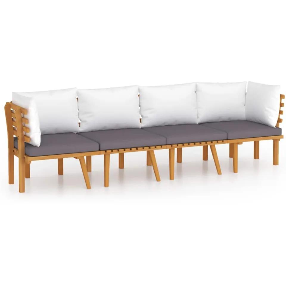 vidaXL 4-delige Loungeset met kussens massief acaciahout Bruin