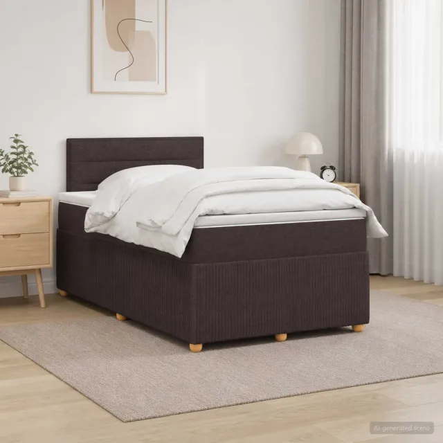 vidaXL Boxspringbed met matras Donkerbruin 120 x 200 cm Stof