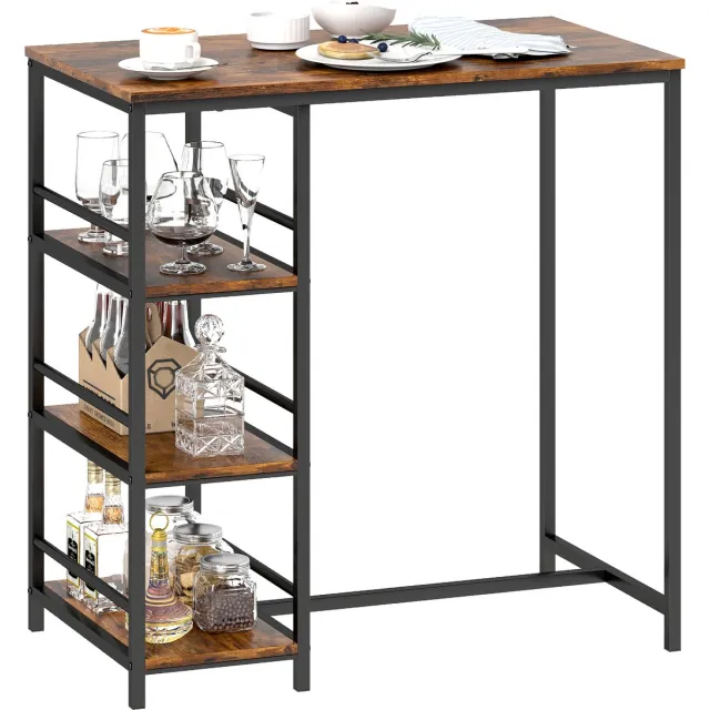 Homcom bartafel - Staal, MDF - 90x50x90,5 cm - Rustiek bruin
