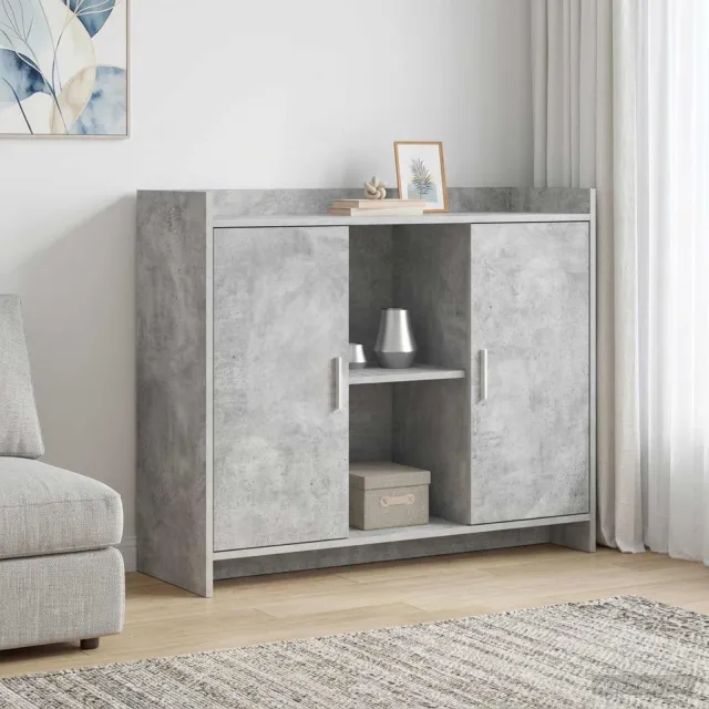 vidaXL Dressoir Concrete Grey 98,5 x 33 x 80 cm Bewerkt hout Grijs