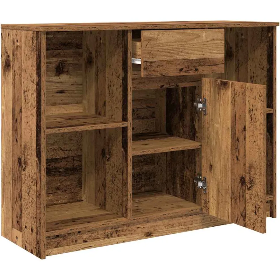 vidaXL Dressoir met lade 101x35x76 cm spaanplaat oud hout bruin, foto 4