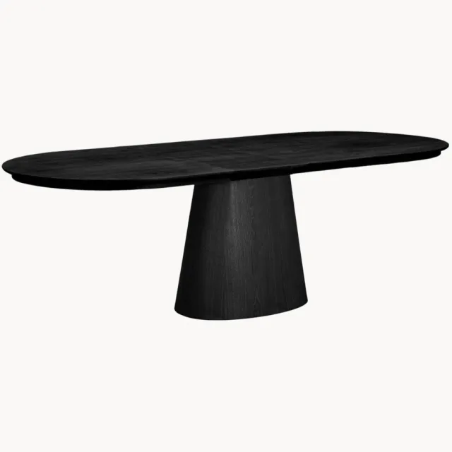 Tomasucci Ovale uitschuifbare eettafel Rauma van hout, 160 - 240 x 100 cm Zwart