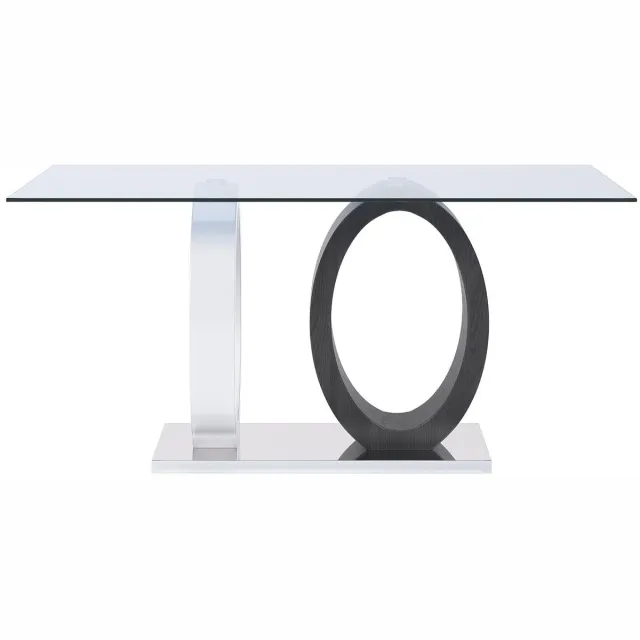 Vente-unique Eettafel AYANE - 6 personen - Gehard glas en MDF - grijs en wit Transparant