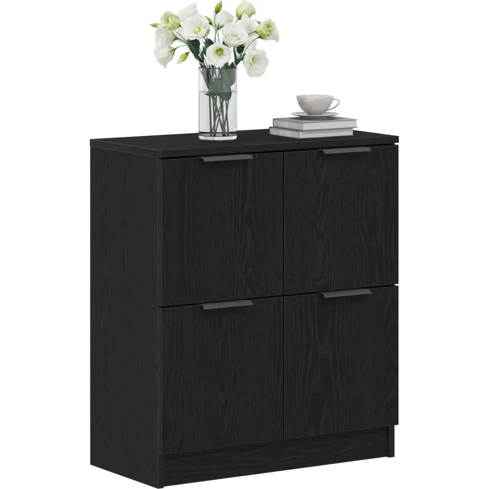 vidaXL Dressoir Zwart Eiken 60 x 30 x 70 cm Bewerkt hout