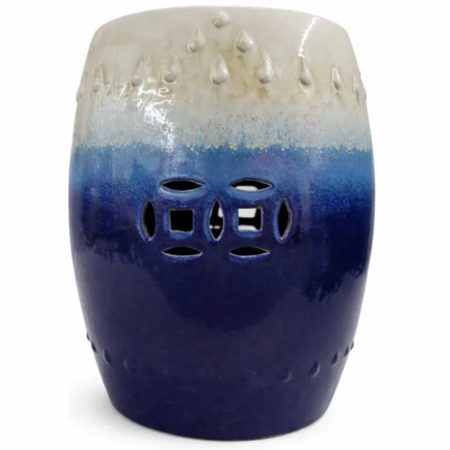 Serendipity Keramische kruk - Shades of blue - Bijzettafel Blauw