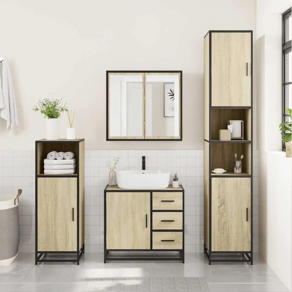 vidaXL 2-delige Badkamermeubelset bewerkt hout sonoma eikenkleurig, foto 4