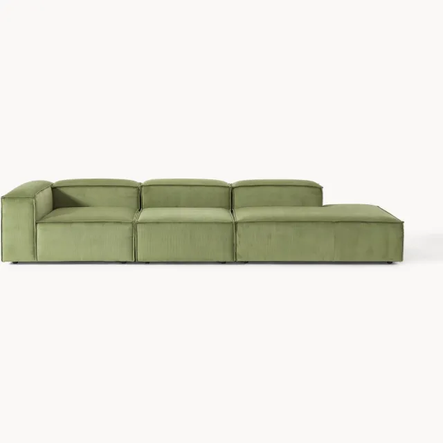 Westwing Collection XL modulaire chaise longue Lennon van corduroy Groen