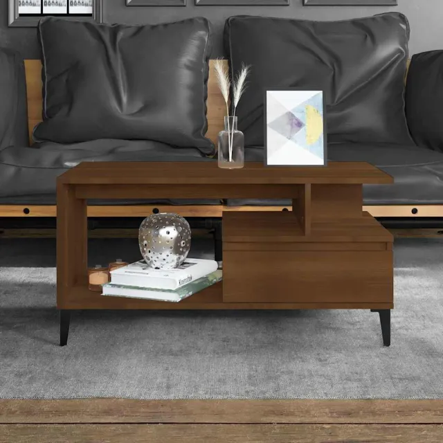 vidaXL Salontafel 90x49x45 cm bewerkt hout bruineiken, foto 2