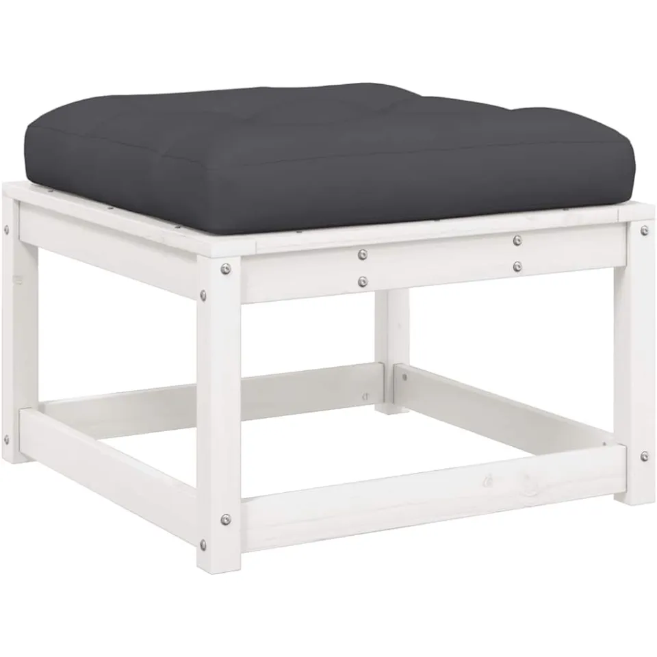 vidaXL 5-delige Loungeset met kussens massief grenenhout wit