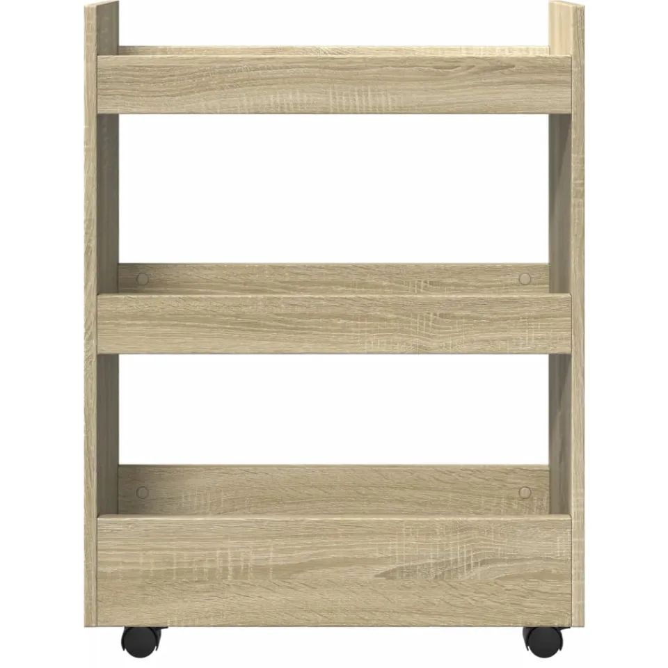 vidaXL Opbergtrolley smal 3-laags bewerkt hout sonoma eikenkleurig, foto 4