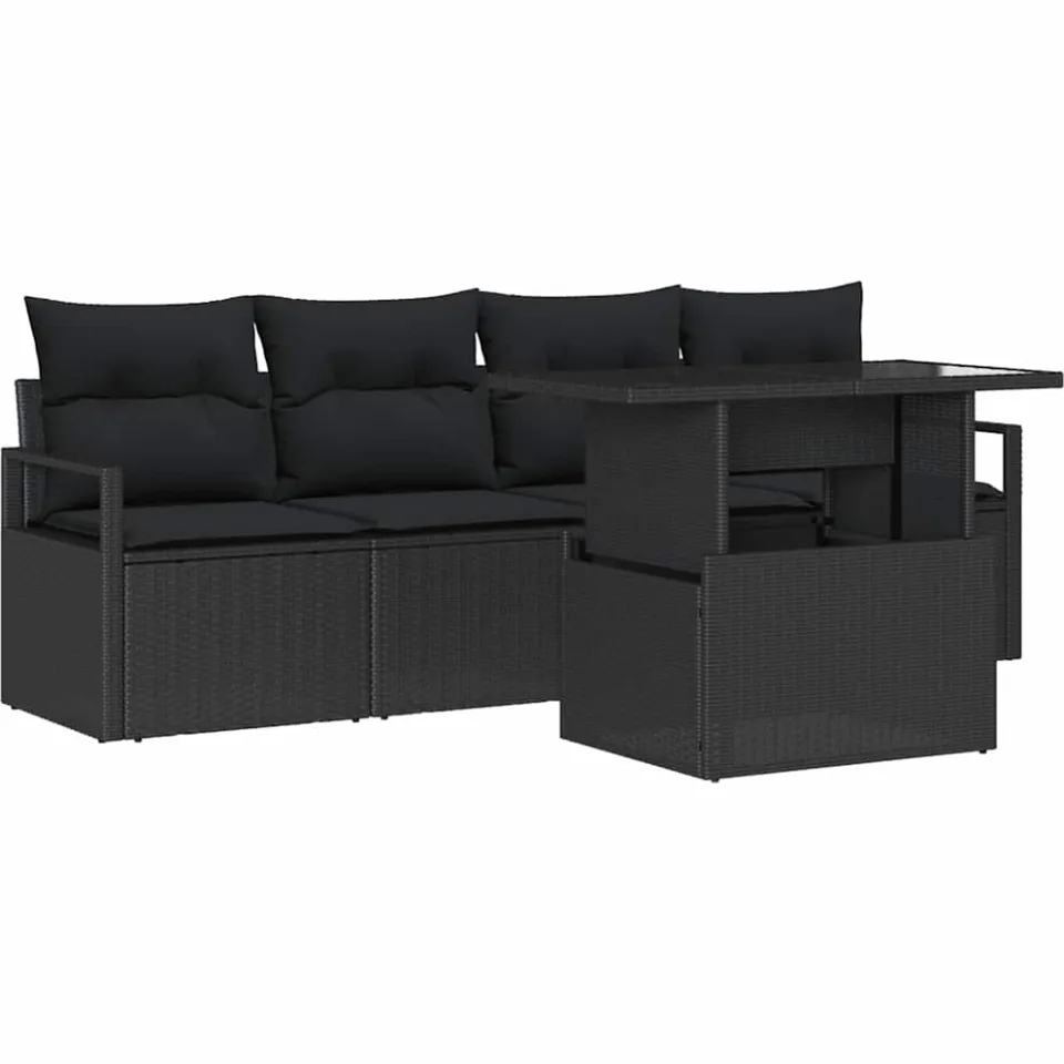 vidaXL Tuin Sofa Set 5 st Zwart Poly riet