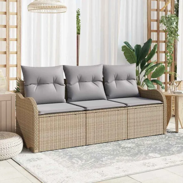 vidaXL Tuinbankenset 3 st Beige poly rattan