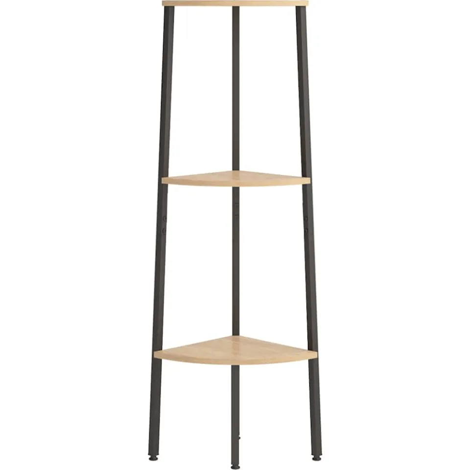 vidaXL Hoekkastje met 3 schappen 45,5x31,5x120 cm lichtbruin en zwart