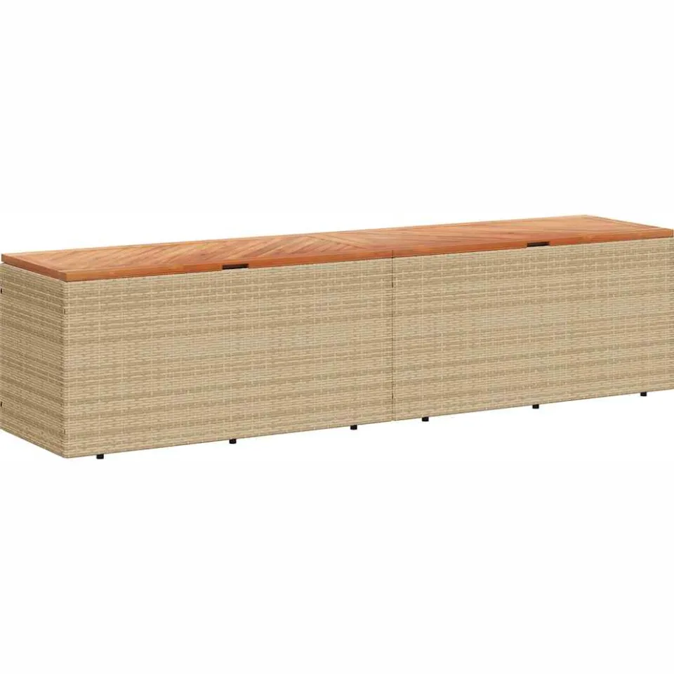 vidaXL Tuinbox 220x50x54 cm poly rattan en acaciahout beige