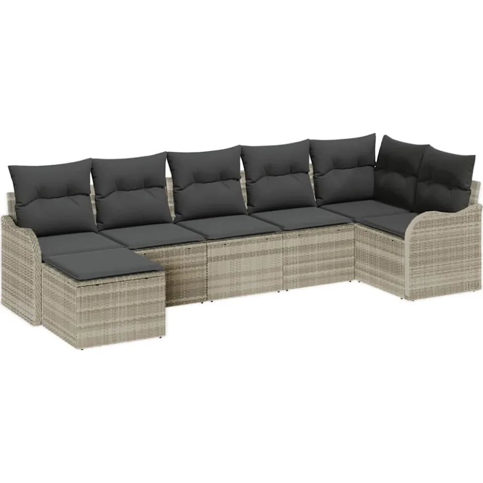 vidaXL Tuin Sofa Set 7 st Lichtgrijs poly rattan, foto 4