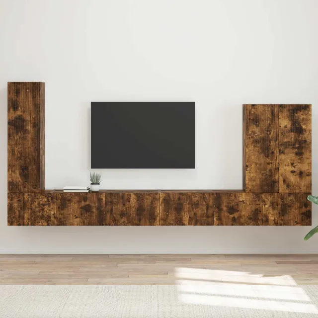 vidaXL TV Wandkast Set 6 st 98 x 31 x 29,5 cm Gerookt eiken Bruin