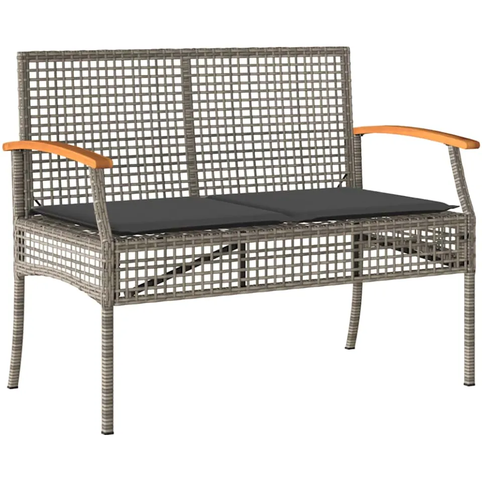 vidaXL 4-delige Loungeset met kussens poly rattan grijs, foto 3