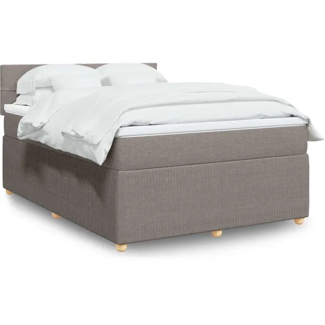 vidaXL Boxspring met matras stof taupe 160x200 cm