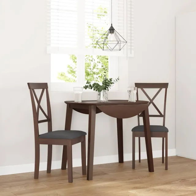 vidaXL Eetkamerstoelen met kussens 2 st massief hout rubber bruin, foto 2