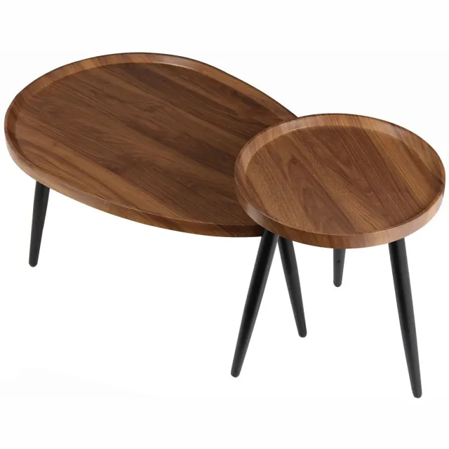 UrbanSelect Salontafel - Tafel - Metalen Frame - Hout - Bruin Walnoot