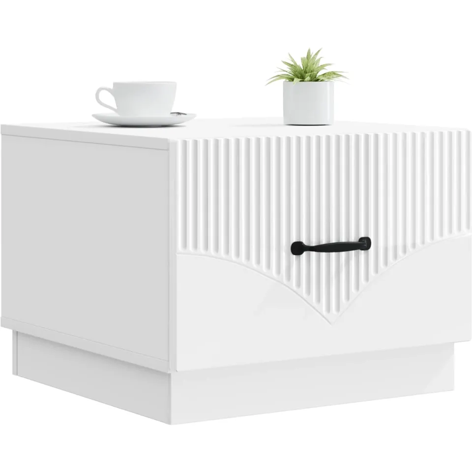 vidaXL Salontafel Hoogglans Wit 49 x 50 x 37 cm Bewerkt hout, foto 2