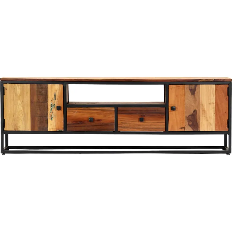 vidaXL Tv-meubel 120x30x40 cm massief gerecycled hout en staal, foto 2