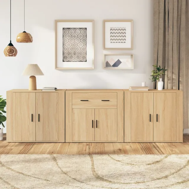 vidaXL Dressoirs 3 st bewerkt hout sonoma eiken, foto 2