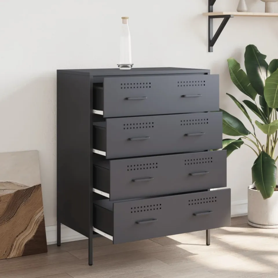 vidaXL Dressoir 68x39x89 cm staal antracietkleurig, foto 3