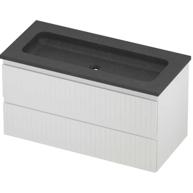Proline Rollo Badmeubelset Hardsteen Elegant Zonder Gat 100x46x54 cm Blue Stone Mat Wit