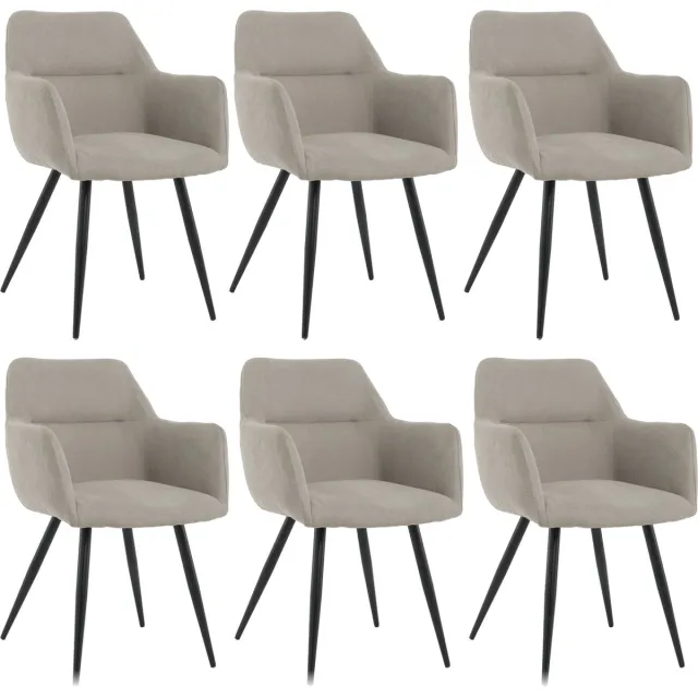 Lina Nova Eetkamerstoelen - Grijs - Set van 6 - Stof