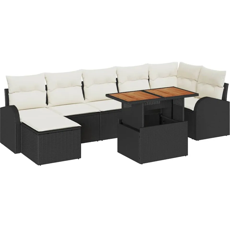 vidaXL Tuin Sofa Set 8 st Zwart Poly riet