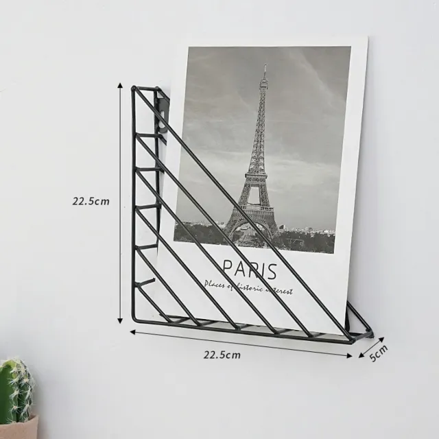 Wclavion Minimalistisch Tijdschriftenrek Zwart van Metaal – Wandgemonteerd Krantenrek met Geometrisch Ontwerp voor Woonkamer, Slaapkamer en Kleine Ruimtes, Ruimtebesparende Muurdecoratie voor Lectuur Afbeeldingskleur