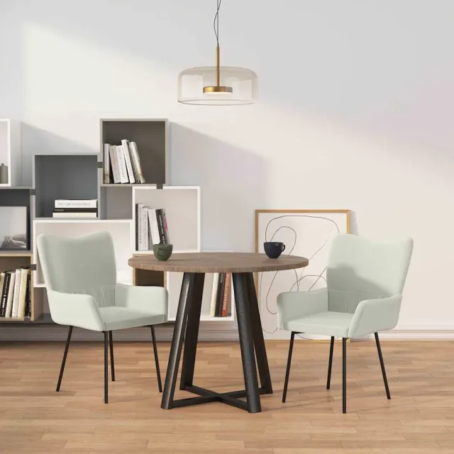 vidaXL Eetkamerstoelen 2 st fluweel crèmekleurig