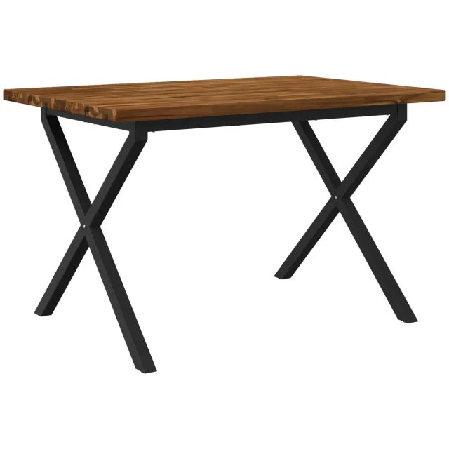vidaXL Vierkante - Eettafel - 120 - x - 70 - x - 75 - cm - Massief - Acacia - Hout Naturel en Zwart