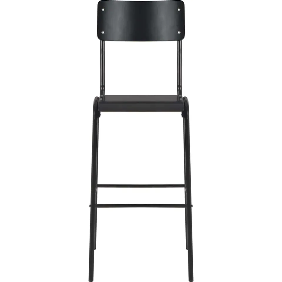 vidaXL Barstoelen 2 st massief multiplex staal zwart, foto 2