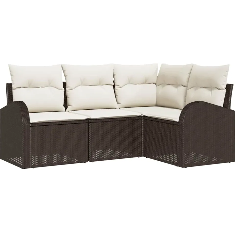 vidaXL Tuinbankenset 4 st Bruin en wit poly rattan